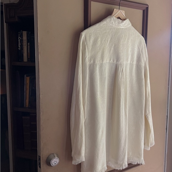 Zara Vintage Embossed Sewed Pattern Button-Up Blouse - Picture 11 of 12